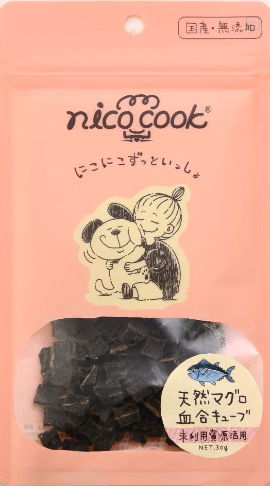 犬猫お兄ちゃん  15046 マルカイコーポレーション nico cook 国産生まれながら鮪 血合正六面体 犬猫兼用 30g×20仕掛ける (600g) ペット・ペットグッズ-ドッグフード・サプリメント