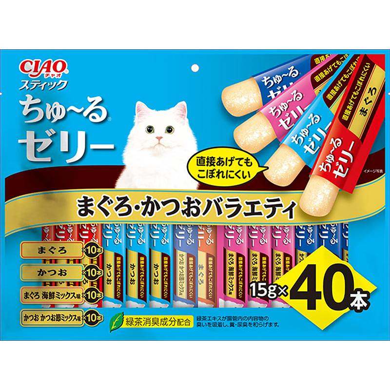 猫お兄ちゃん 3397 いなば愛玩動物ボンネット CIAO 突っ支い棒 ちゅ～るジェリー まぐろ・かつお多種多様さ 15g×40本×8書き割り (320本)