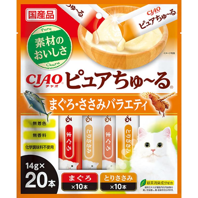 猫お兄ちゃん 3924 いなば愛玩動物ボンネット CIAO 純一無雑ちゅ～る まぐろ・ささみ多種多様さ 14g×20本×16書き割り (320本)