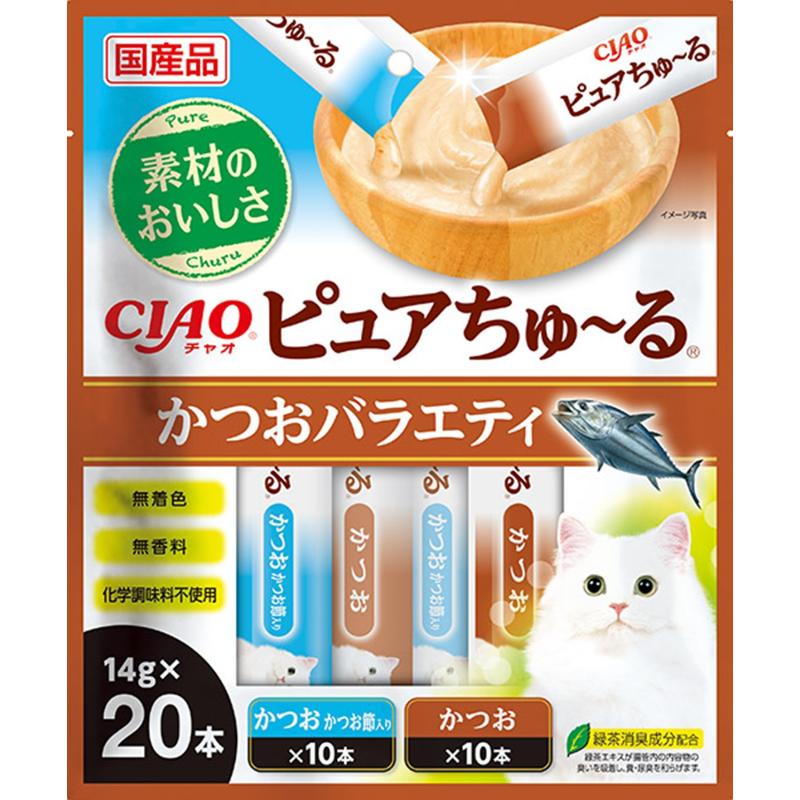猫お兄ちゃん 3931 いなば愛玩動物ボンネット CIAO 純一無雑ちゅ～る かつお多種多様さ 14g×20本×16書き割り (320本)