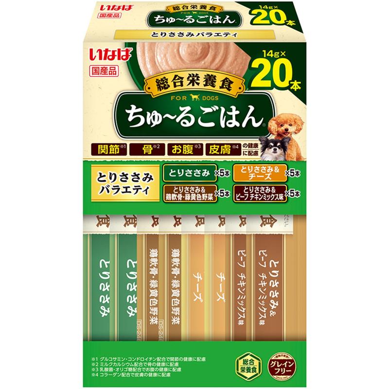 犬おやつ 7990 いなばペットフード いなば ちゅ~るごはん とりささみバラエティ 14g×20本×16セット (320本)|ルークランオンライン 店