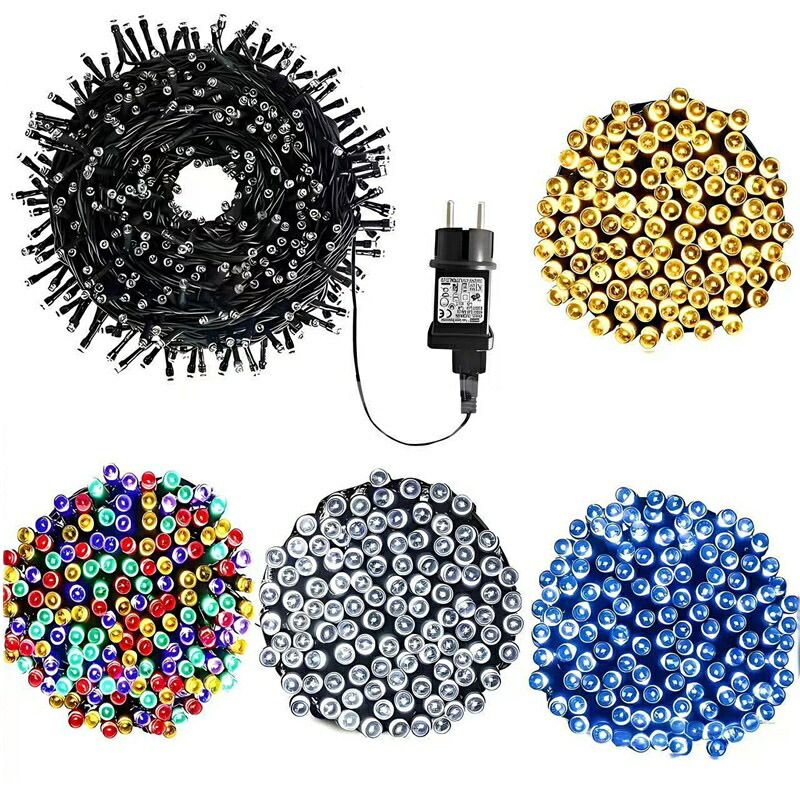 LEDイルミネーションライト 屋外用 LED 電飾 クリスマスライト ゴールド ブルー ホワイト ミックス 100球 200球 300球 400球 500球 800球 点滅 正月 ガーデンライト 点灯