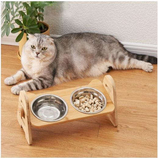 犬と猫の用食器 中型犬 大型犬 フードボール 1個 2個 ボウル 餌皿 エサ皿 木製棚 スタンド 食べやすい １５°傾斜 ペット用品 フードスタンド 可愛い