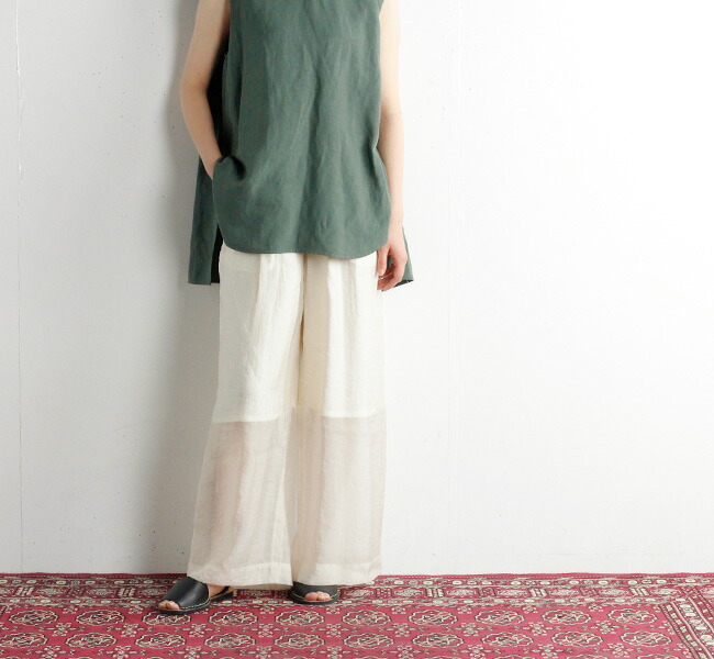 SALE40%OFF // SACRA 櫻 SILK NYLON ORGANDY PANTS シルクナイロンオーガンジーパンツ 122104112 パンツ-ボトムス