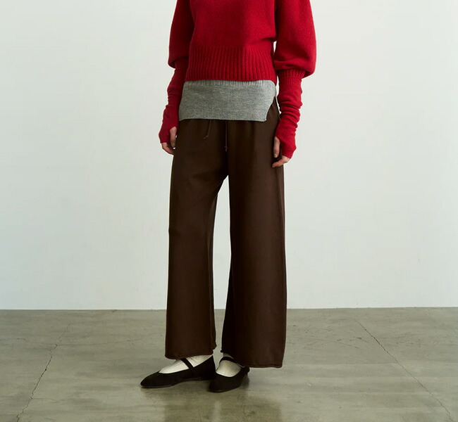 SALE40%OFF //unfil アンフィル WVFL-UW103 イージーニットパンツ brushed silk cotton wide straight pants レディースファッション-ボトムス