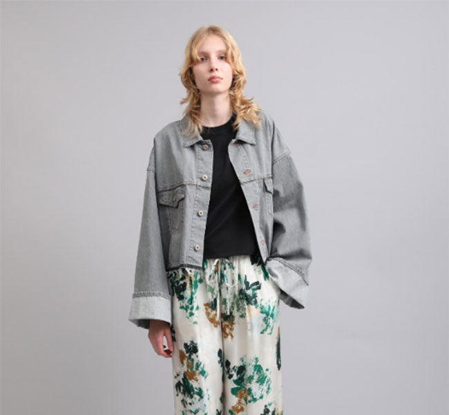 SACRA 櫻 126104032 クロップドデニムジャケット 薄墨色 AUTHENTIC DENIM JACKET