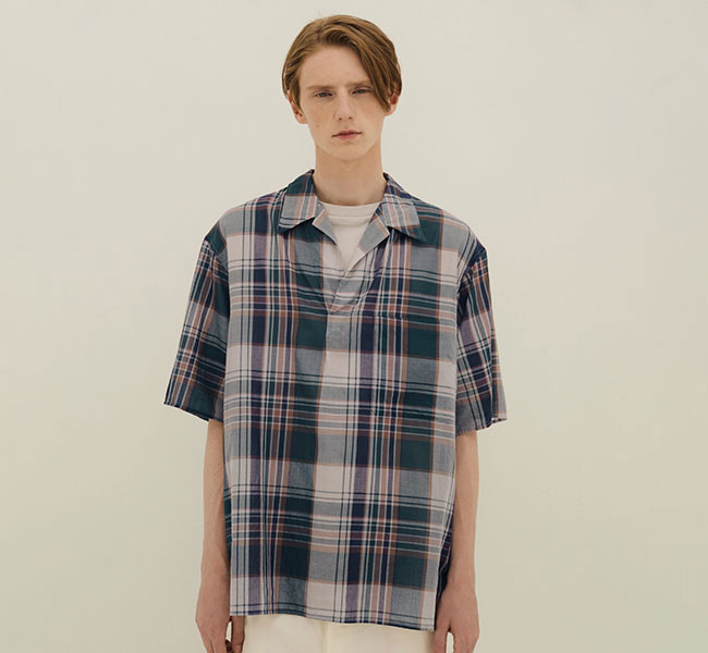 KAPTAIN SUNSHINE 旗がしら太陽の光 KS26SSH16 ガーゼチェックプルオーバーシャツ 半袖 Gauze Plaid Pullover SS Shirt
