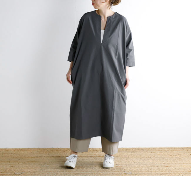 evam eva エヴァムエヴァ E261T128 綿織物衣装 cotton one-piece