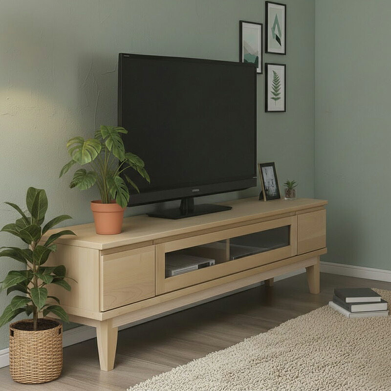 クーポン祭り開催中 商品名| OKLAHM 153cm テレビボード カラー| バーチ材天然木 サイズ| 幅153.2 奥行41 高さ42.8cm 生産国| 国産 日本製 木製テレビ台 収納 ローボード 北欧 薄型 スリム OKSS