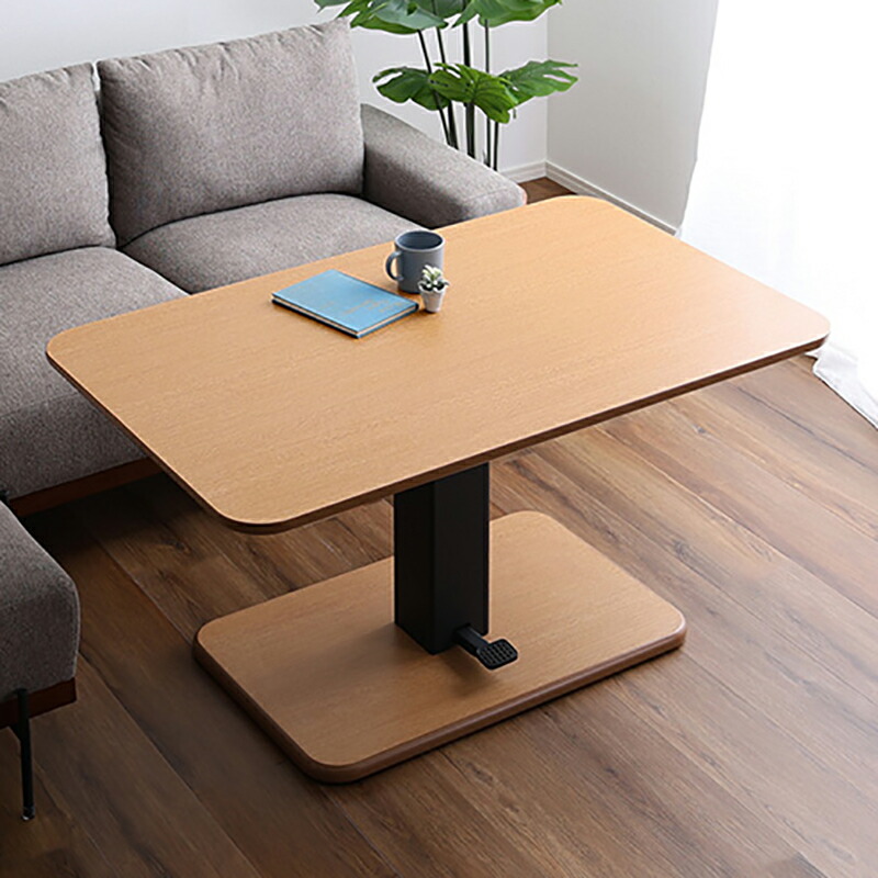 無段階ペダル式ガス圧昇降テーブル シャビーオーク〔代引不可〕[21]