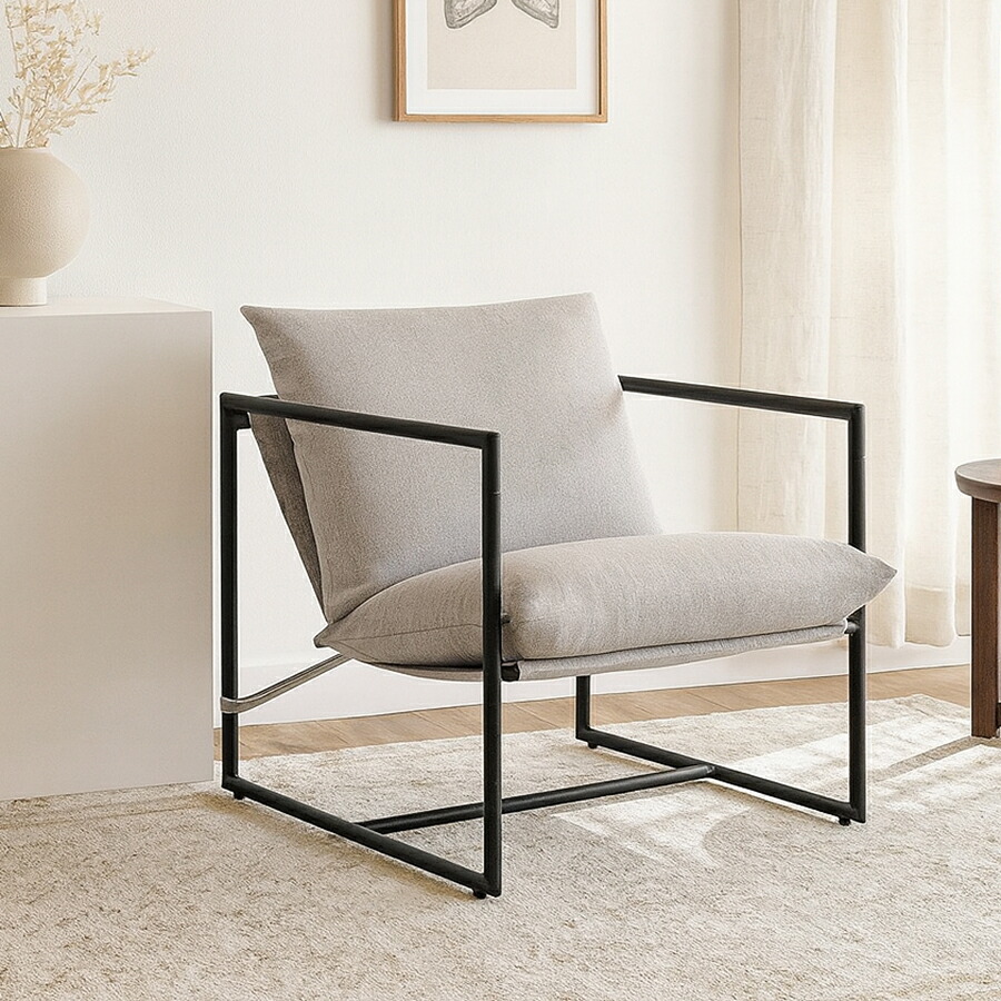 クーポン祭り開催中！ 商品名 ZJR ラウンジチェア 1Pソファ SOFA 1人掛け カラー ライトグレー オートミール ブラック サイズ 幅78c × 奥行82 × 高さ89.3cm ラウンジソファ 北欧インテリア 北欧チェア クッション付き アームチェア 簡単組み立て 椅子 おしゃれ