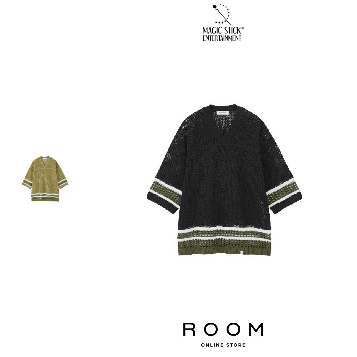 35%OFF【堅苦しさ・置き目取りまわし】 MAGICSTICK 神通力突っ支い棒 RAGGA HOCKEY KNIT T 24SS-MS5-033 半袖 編み物 プルオーバー 貨物輸送無料