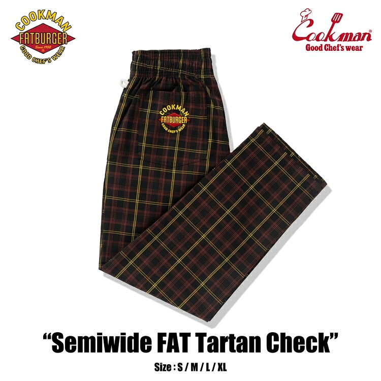 【堅苦しさ・定め事取りまわし】まかない方マン COOKMAN 料理人ズボン下 Chef Pants Semiwide FAT Tartan Check 151-53881 ズボン下 メンズ レディース ユニ一発やる 男女兼用 貨物輸送無料