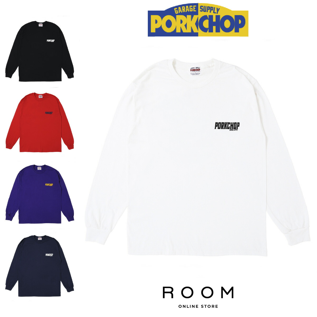 Porkchop Garage Supply ValleyAuto ロンT PORKCHOP GARAGE SUPPLY -ROUNDED L/S TEE (WHITE)