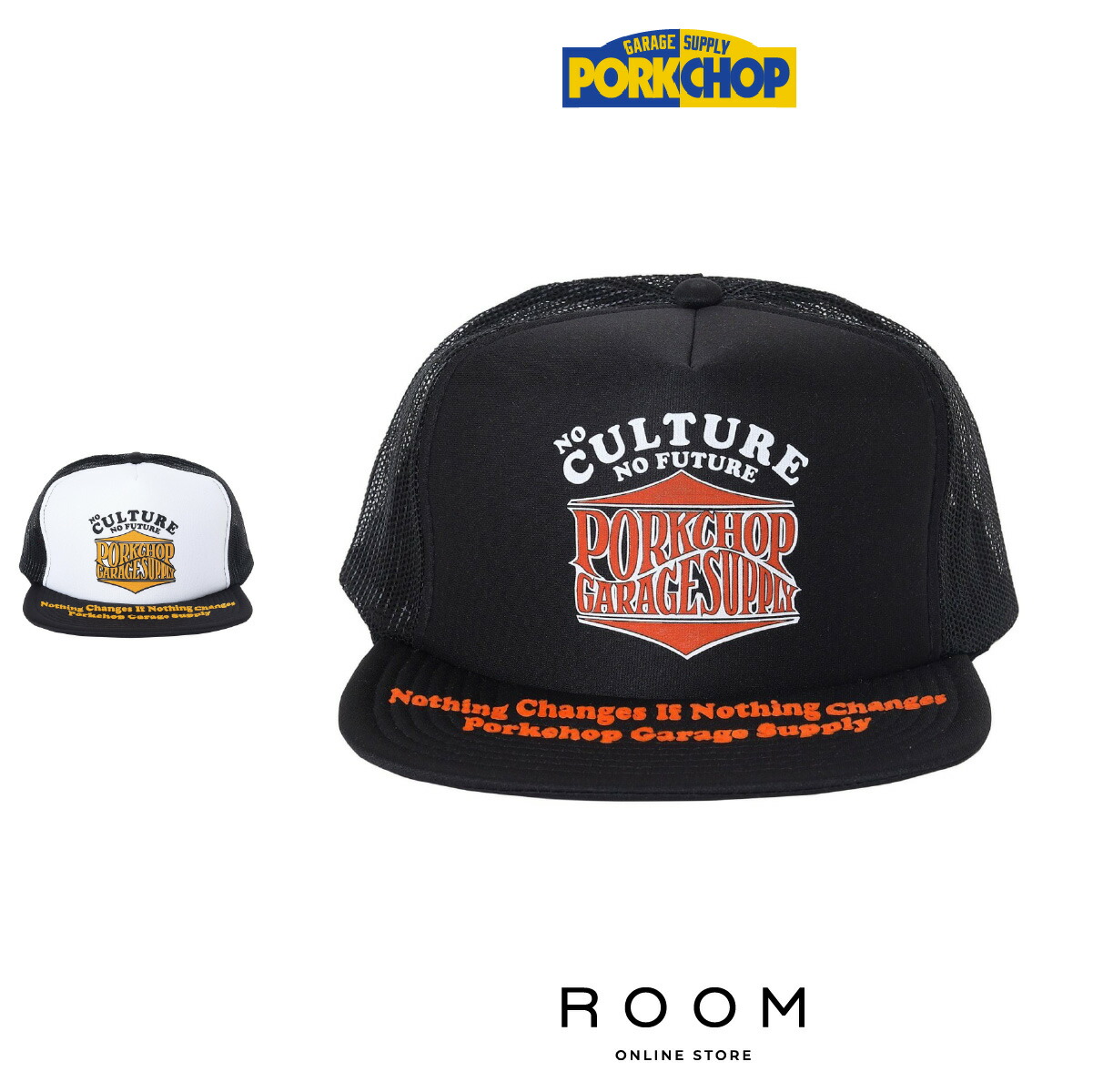 ポークチョップ　キャップ　美品 PORK CHOP/ポークチョップ/BAD TOYS CAP/メッシュキャップ/NAVY