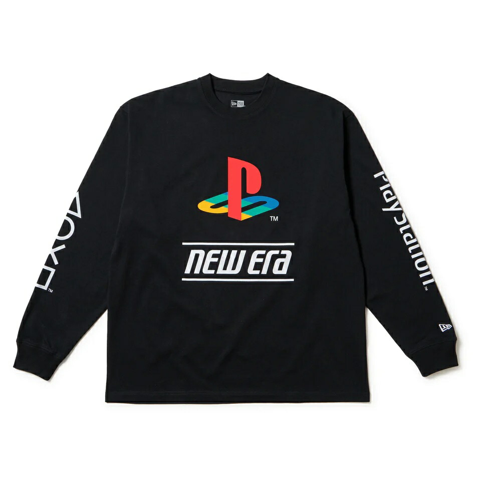 【正規代理店】 ニューエラ NEWERA 長袖 オーバーサイズド コットン Tシャツ PlayStation プレイステーション ファミリーマーク ニューエラロゴ ブラック 14693221 メンズ レディース ユニセックス 男女兼用 送料無料