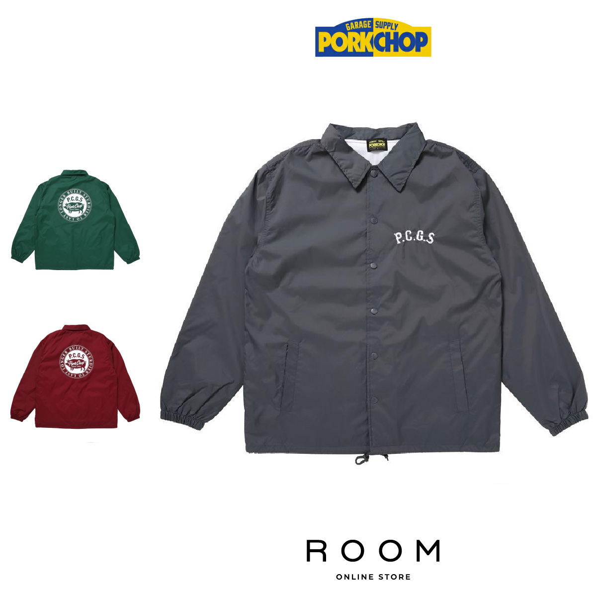 PORKCHOP トラックジャケット PORKCHOP | OVAL LOGO NYLON JACKET - Black – TRUMPS