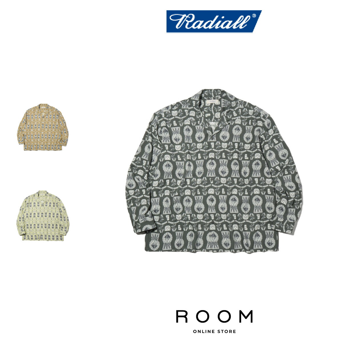 【公式・正規取扱】 ラディアル RADIALL RCOMMUNE - OPEN COLLARED SHIRT L/S RAD-26SS-SH001 長袖シャツ 柄シャツ レーヨンシャツ オープンカラーシャツ メンズ レディース ユニセックス 送料無料|ROOM ONLINE STORE