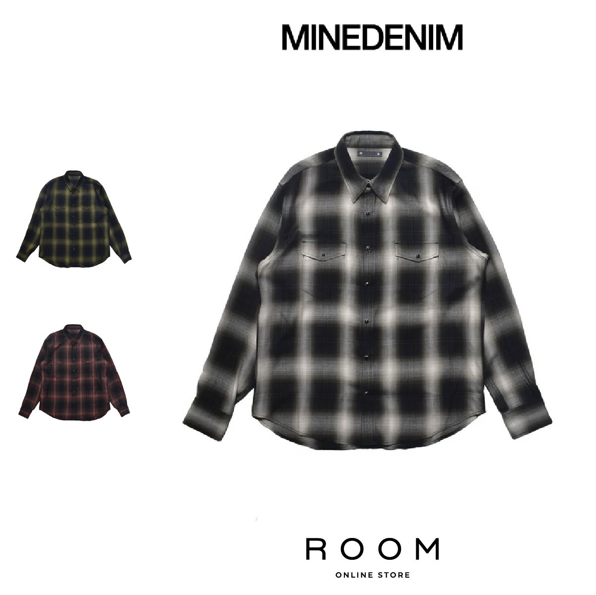 【公式・正規取扱】 マインデニム MINEDENIM R.Plaid Western SH 2604-5001 シャツ メンズ レディース ユニセックス 送料無料｜ROOM ONLINE STORE
