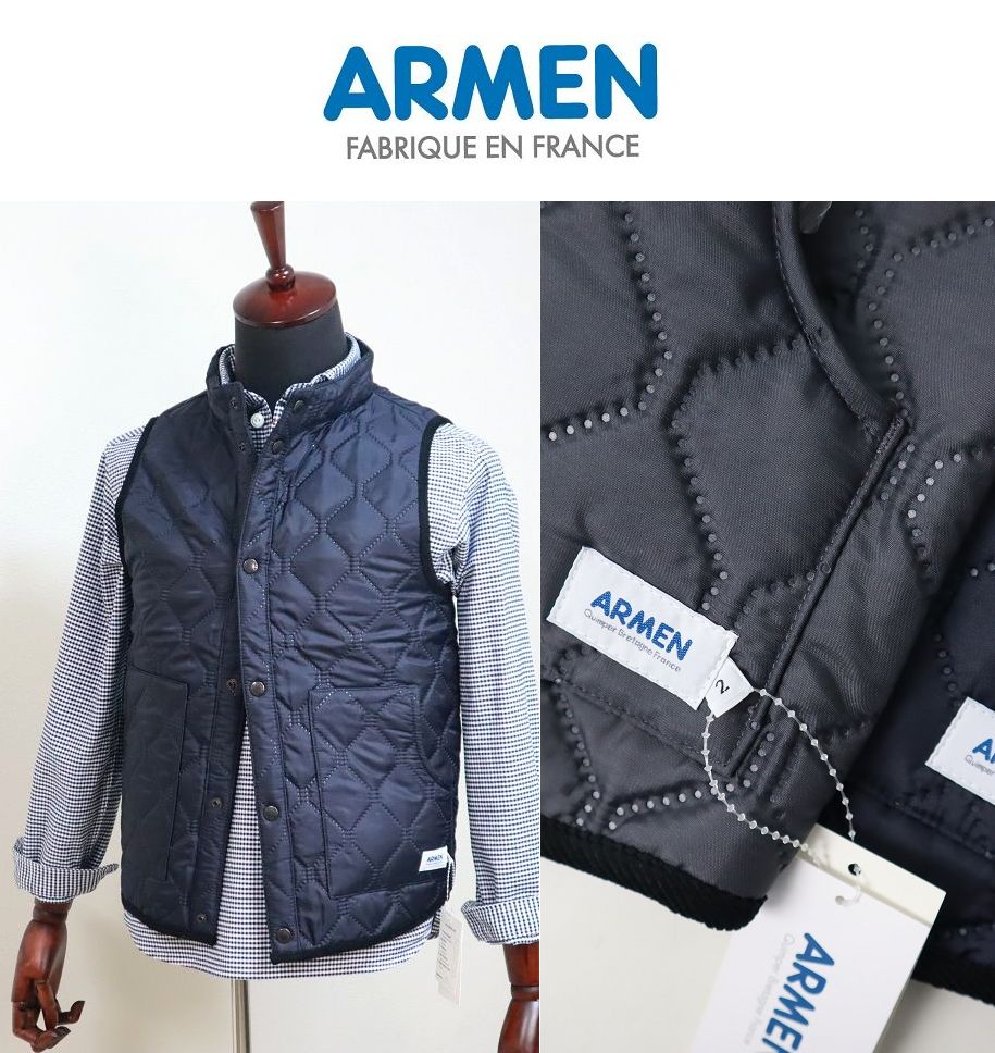 【SALE20%OFF】Armen アーメン PLAIN POLYESTER  STAND COLLAR VEST NAM9984PPO 定番 キルティング より良い 大売り出し客体商いもの メンズ ユニ一発やる