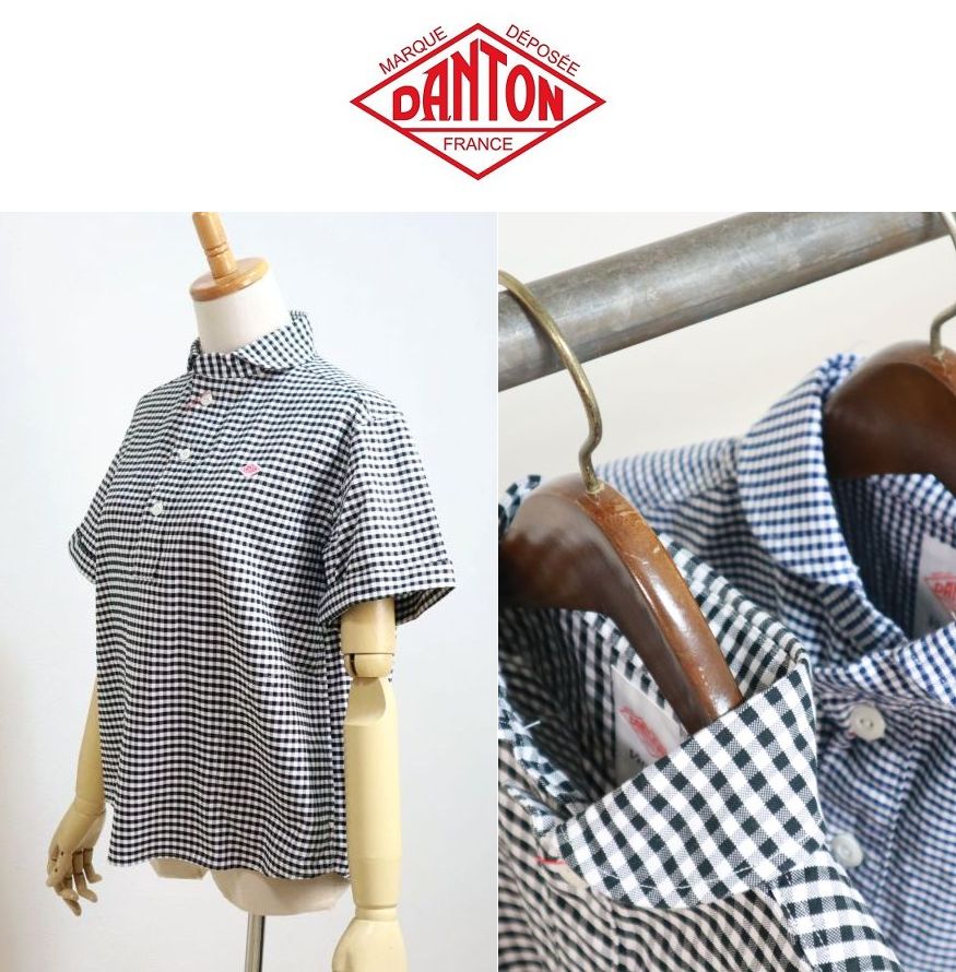 【2026SS】引き換え証客体外 DANTON ダントン OXFORD GINGHAM 定番 半袖ショールカラープルオーバーシャツ  #DT-B0283 OXP 丸襟オックスフォードプルオーバー レディース