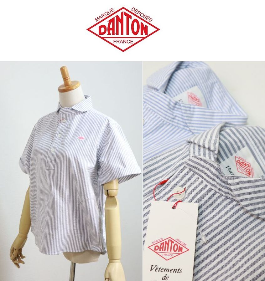 【2026SS】引き換え証客体外 DANTON ダントン OXFORD STRIPE 定番 半袖ショールカラープルオーバーシャツ  #DT-B0283 OXP 丸襟オックスフォードプルオーバー レディース