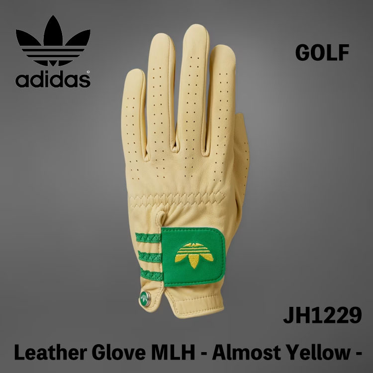 オリジナルスゴルフ ゴルフグローブ マーカー付き レザー 左手用 adidas originals GOLF レザー グローブ ひだり手 Almost Yellow オールモスト イエロー JH1229【中古】未使用品