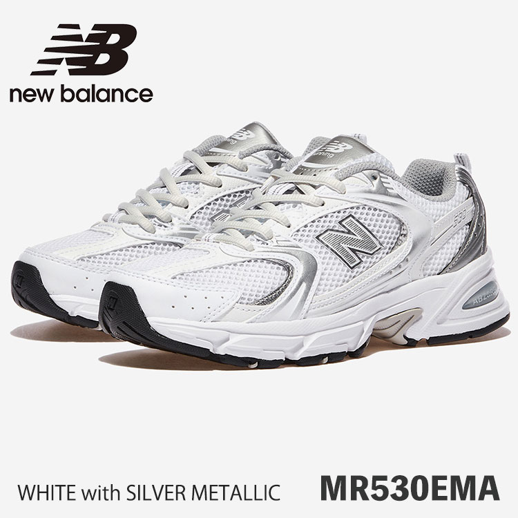 ニュー平衡にする スニーカー 530 New Balance スニーカー レディース メンズ MR530EMA WHITE with SILVER METALLIC 白いこと シルバーメタリック シューズ【中古】未当てはめる品