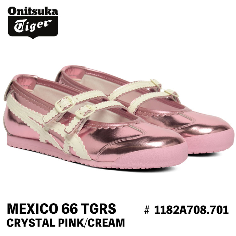 オニツカタイガー スニーカー Onitsuka Tiger MEXICO 66 TGRS メキシコ合衆国66 メリージェーン #1182A708.701 CRYSTAL PINK/CREAM 水晶 サクラ色 皮膚軟化剤 スニーカー-レディース靴-靴