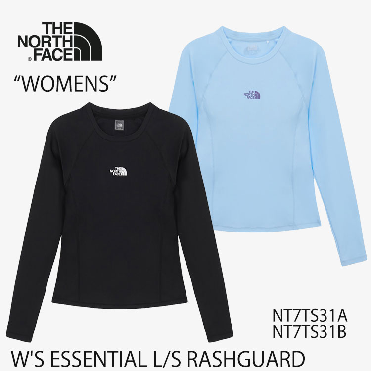 ノースフェイス ラッシュガード レディース THE NORTH FACE W'S ESSENTIAL L/S RASHGUARD ウィメンズ エッセンシャル 長袖ラッシュガード BLACK PASTEL_BLUE ブラック パステルブルー NT7TS31A NT7TS31B ウェア【中古】未使用品