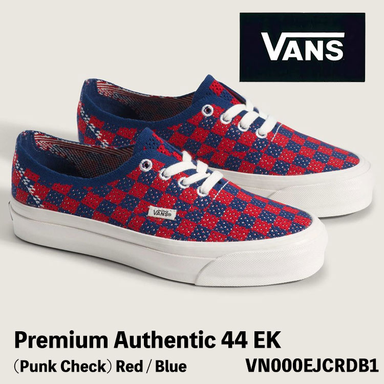 バンズ スニーカー レディース VANS スニーカー レディース Premium Authentic 44 EK (Punk Check) Red / Blue VN000EJCRDB1 プレミアム オーセンティック 44 EK （パンクチェック）レッド ブルー シューズ