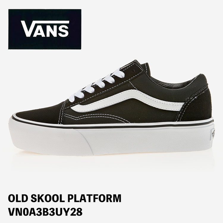 バンズ スニーカー 厚底 VANS OLD SKOOL PLATFORM VN0A3B3UY28 Black 年寄りの学校 プラットホーム 黒いこと 白いこと シューズ【中古】未当て嵌める品
