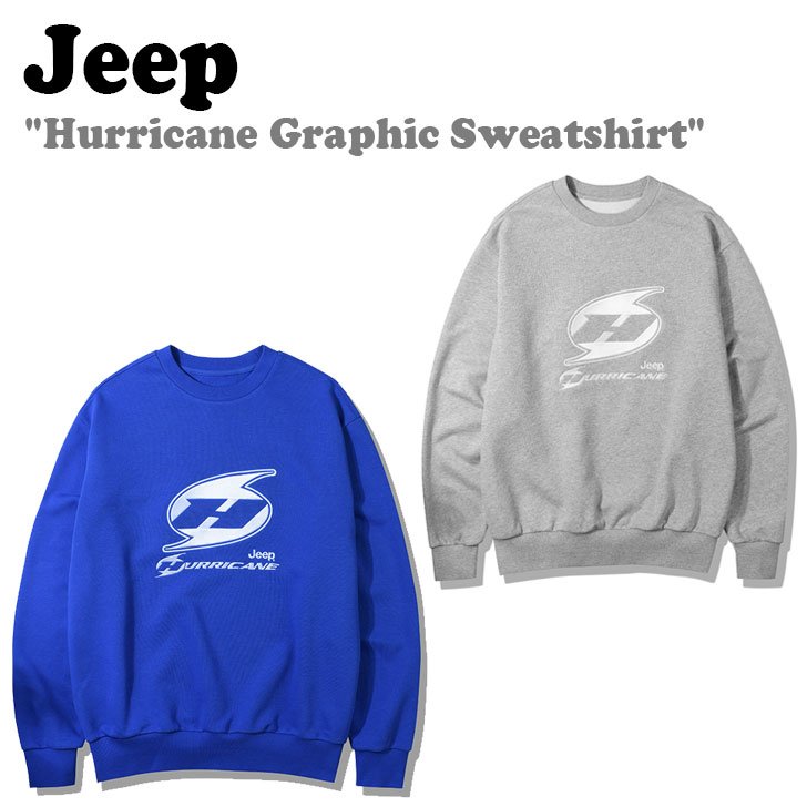 ジープ トレーナー Jeep メンズ レディース Hurricane Graphic Sweatshirt ハリケーン グラフィック スウェットシャツ MELANGE GREY メランジグレー BLUE ブルー JP5TSU820 ウェア