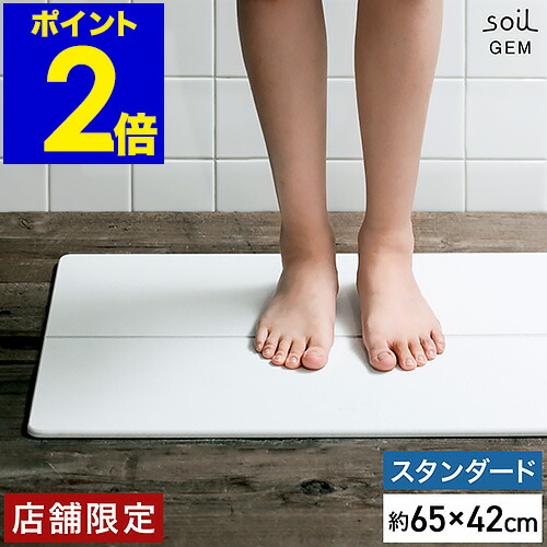 ケイ藻土二階建てバス引っ敷き 石綿不当て嵌める soil ソイル お風呂 二階建てバス引っ敷き 洗面所 引っ敷き ケイ藻土 国産 幅65珊 日本製 標準尺度 速乾二階建てバス引っ敷き 宝玉 ケイ藻土引っ敷き ひる石 大判 吸水 足ふき引っ敷き 広広とした 速乾【貨物輸送無料】［ soil GEM 二階建てバス引っ敷き standard ］