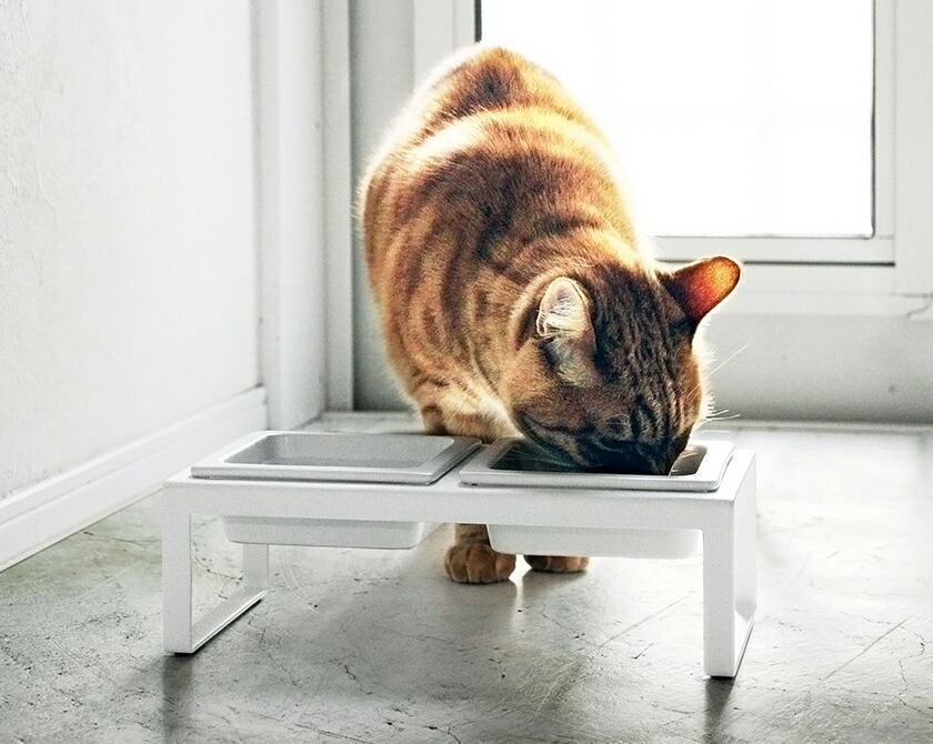 ［ tower ペットフードボウルスタンドセット ］タワー ペットフード 食器台 おしゃれ 餌皿 テーブル ドッグ キャット フード ボウル 器 滑らない 水飲み 犬用 ネコ用 猫用 陶器 yamazaki 山崎実業 黒 白 ブラック ホワイト 4206 4207