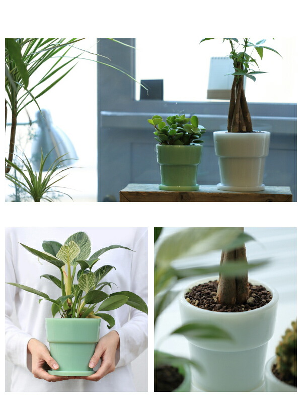 植木鉢 4号 ミルクガラス プランター イデアコ 鉢植え 4号鉢