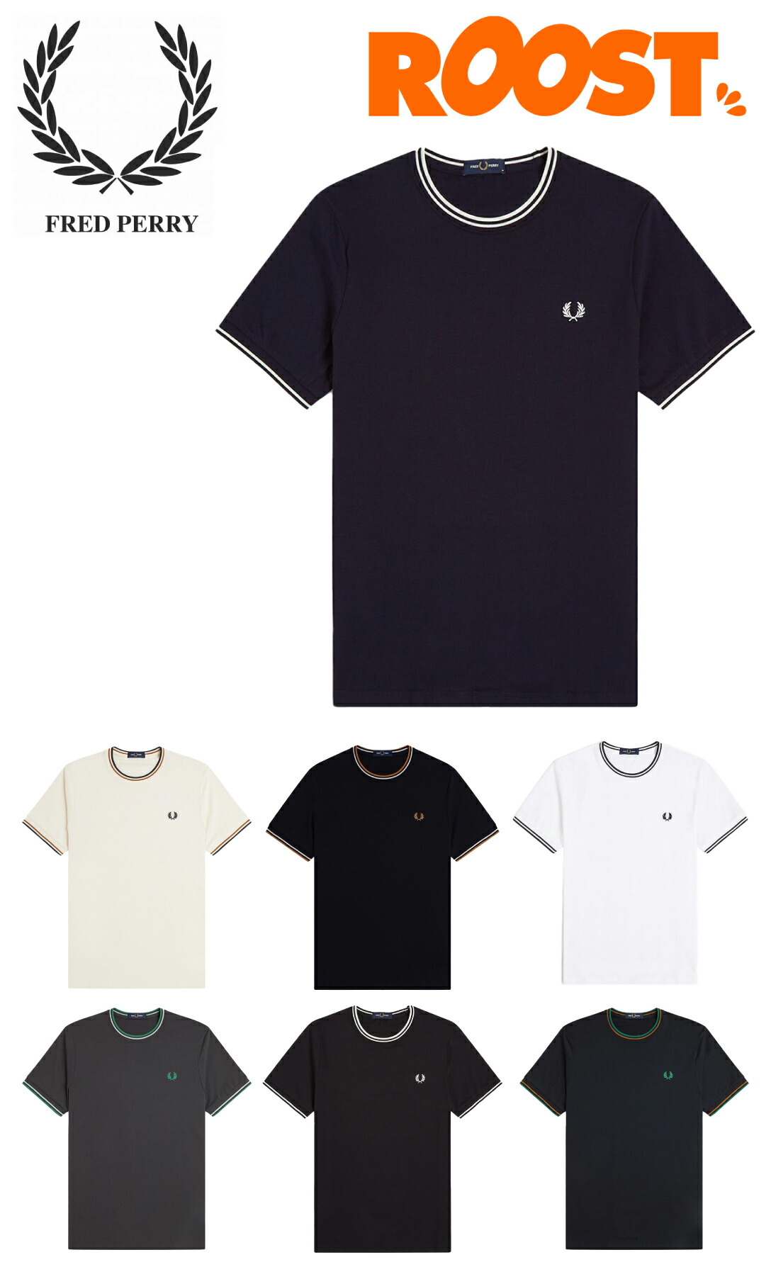 FRED PERRY フレッドペリー Twin Tipped T-Shirt ツインチップド ティーシャツ M1588V 日本定まり品 メンズ 2026春夏