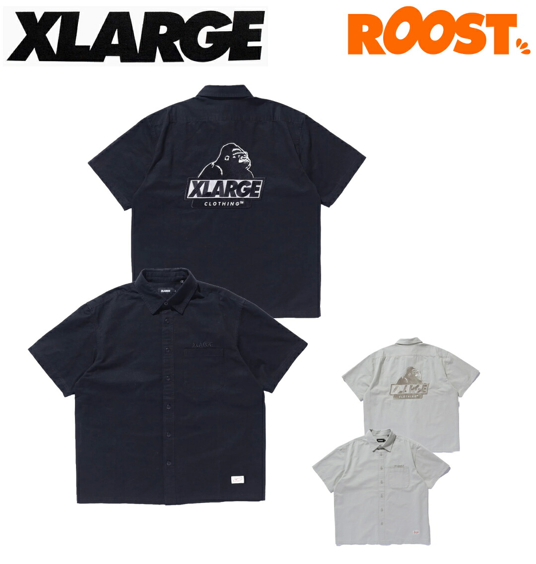 XLARGE エクストララージ SLANTED OG S/S WORK SHIRT スランテッド 目あたらしい 半袖 プルオーバー メンズ 国内置き目品 101262014003