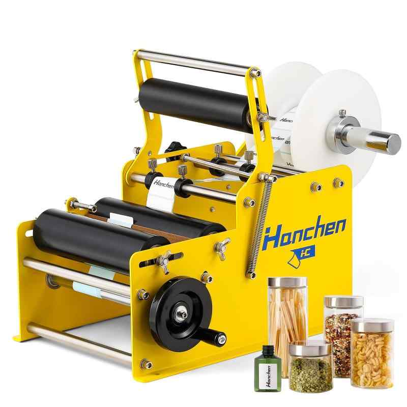 Hanchen ボトルラベラー 手動ボトルラベル貼り機 業務用 φ15~120mmボトル 内径&ge;25mm 外径&le;150mm ラベル調節可能 ステンレス 電源不要 高効率 高性能 アルミ缶/PET/プラスチック/金属/ガラスなどの｜RoothouseStore