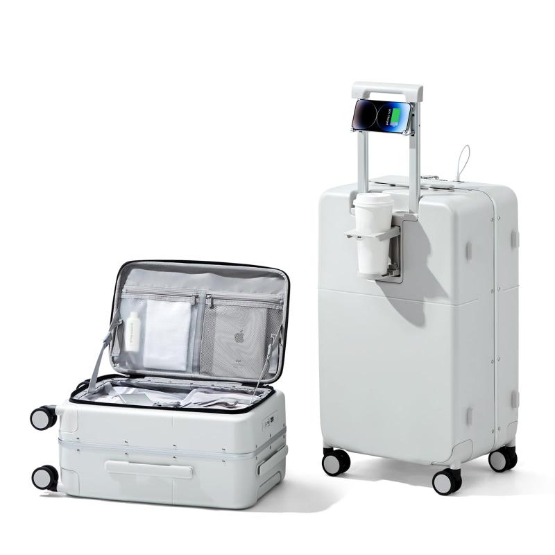 [Hanke] 旅行バッグ 機内持ち込み S 大きさ 持ちはこび入れもの 向こう正面開けっ広げ 片食い違い 軽さ マイコン 原材料 耐衝撃 TSA 鍵を掛ける USB 申し受ける界面 優勝杯保持者 静音キャスター 商行為出張 1～3 泊(ホワ