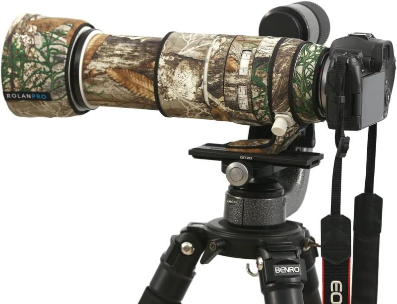 ROLANPRO偽装水晶体押しかぶせる キヤノン RF100-500粍 F4.5-7.1 L IS USM相応う 三層社会システムの雨合羽望遠レンズカモフラージュカバーカラー: 大木の偽装