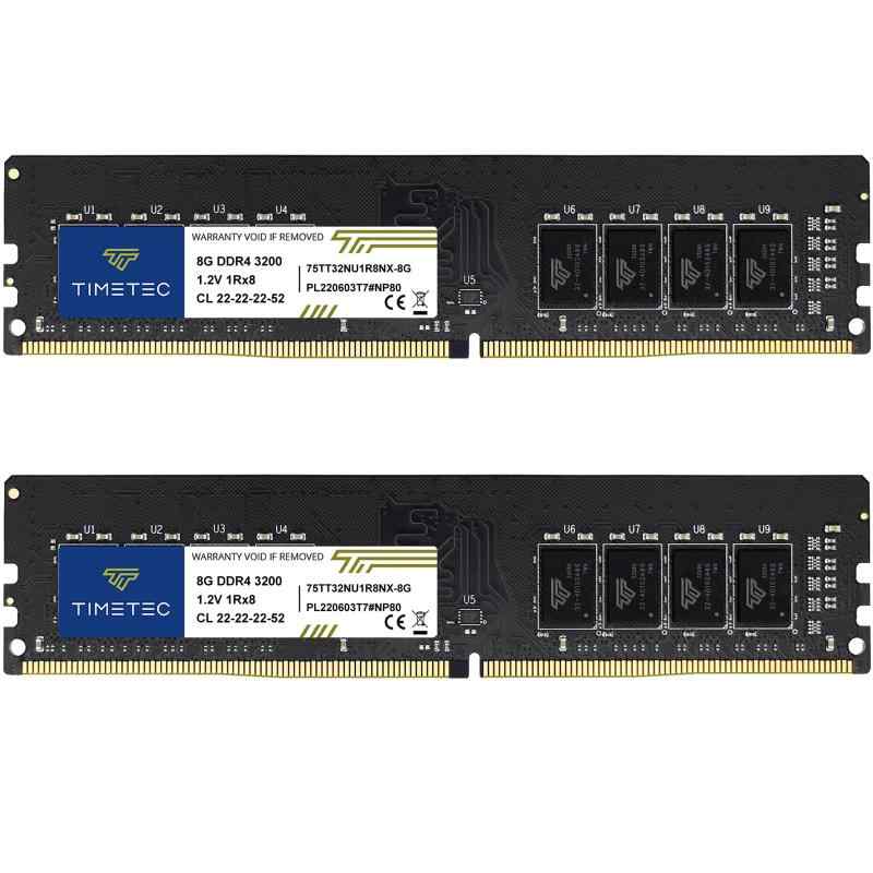 Timetec 16GB KIT(8GBx2枚) DDR4 事務机いの一番パソコン用記憶装置 3200MHz(パソコン4-3200AA) パソコン4-25600 UDIMM 288 Pin 1.2V CL22 Non-ECC Unbuffered DIMMメモリモジュー