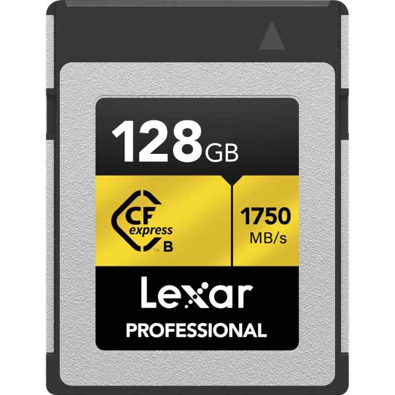 Lexar 128GB 職業的 CFexpress Type B 記憶装置歌留多 GOLDつづき物 最大限度1,750MB/秒の読み込む raw 8K映像媒体録画 PCIe 3.0 および NVMe (LCXEXPR128G-RNENG) 相応う