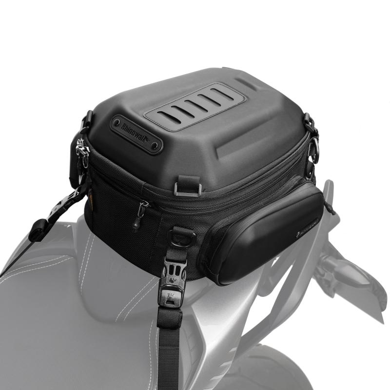 Rhinowalk バイクテールバッグ 拡張可能 ハードシェル バイク旅行用荷物 12L-18L 防水 オールウェザー/トランク/ラックバッグ シーシーバーストラップ付き - マットブラック｜RoothouseStore