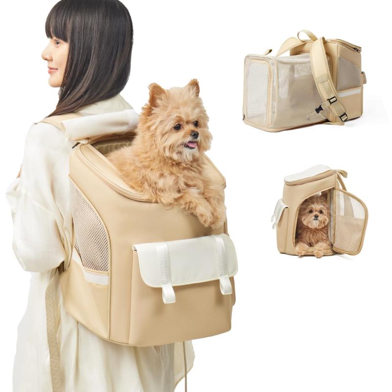 【拡張機能あり】PETTENA 犬 リュック 拡張ケージ付き 高弾性ポリマー材質 ペットバックパック 三つの窓 通気性 日よけ&雨よけ 猫 ペット リュック 小型犬 折り畳み 旅行 通院 防災 避難用 DA|RoothouseStore