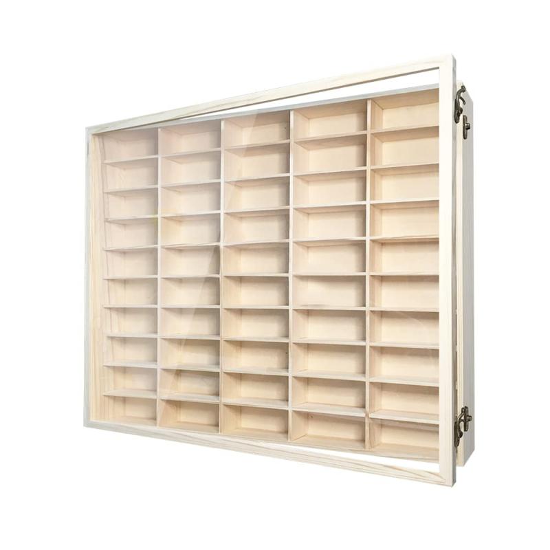 Jumei ミニカーケース 木製 透明アクリル扉 壁掛け 5&times;10マス 最大50台収納可能 ミニカー収納｜RoothouseStore