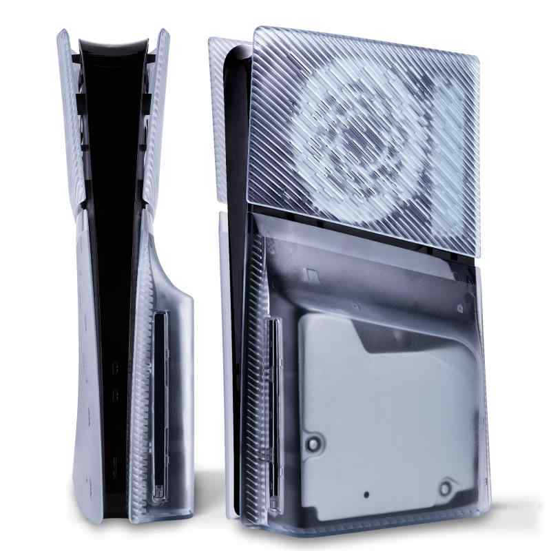 eXtremeRate eXcover ps5 Slim レコード盤版相応う 取り替えっこ用飾りつけ取りまかなう書き割り（上下取りまかなう+通気孔付き添い人側面ダイアログボックス＆うしろ側一皿）【クリアアイスブルー】
