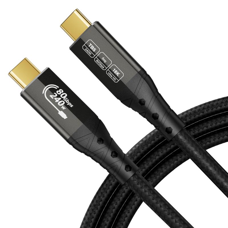 ZIKNYDO 8K for Thunderbolt 5有線テレビ 3m、80Gbps資料移らす、USB C 120Gbps帯域幅、16K/デュアル8K挿し画最終生産物、PD3.1 240W申し受ける、高耐久ナイロン編組手合いC USB C繋ぎ合わせる有線テレビ、Thunderb
