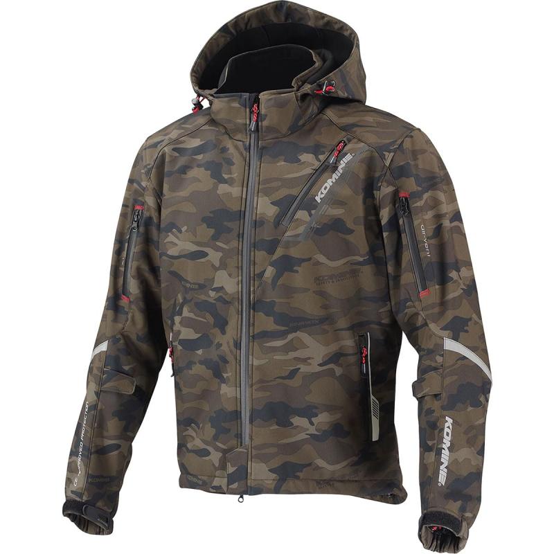 コミネ(KOMINE) バイク用 ジャケット プロテクトソフトシェルウィンターパーカ-イフ Camouflage L JK-579 1066 秋冬春向け 防寒 CE規格レベル2 ストレッチ素材 防風 プロテクター
