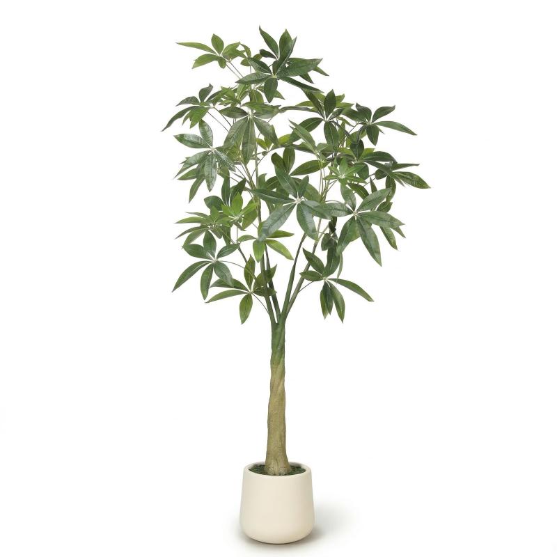 新生活のインテリアに FEELEAD パキラ 人工観葉植物 150cm 大型 ねじり幹 フェイクグリーン 【光触媒 空気清浄】 造花 観葉植物 風水 金運アップ 世話いらず 虫なし リビング 玄関 新築祝い 開|RoothouseStore